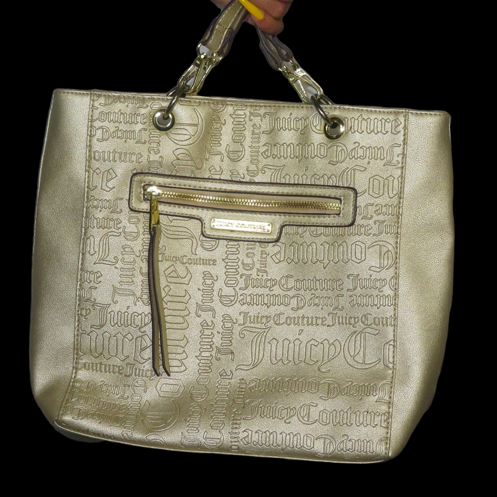 Clearance Juicy Couture Purse Gold Metallic Logo Tote Bag Handbag Y2k